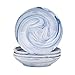 vancasso, Série Clara, Assiette Creuse en Porcelaine, Assiette à Soupe Japonais, 4 Pièces - Marbre (4 Assiette Creuse, Clara- Bleu)