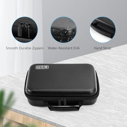ProCase Hartschalen-Reise-Organizer für MacBook-Netzadapter, Ladegeräte, Kabel, Powerbank, Apple Magic Mouse, Apple Pencil, USB-Flash-Disk, SD-Karte, kleine tragbare Zubehörtasche – Schwarz
