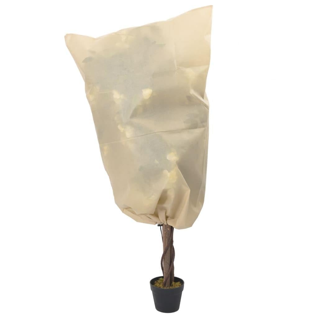 Wintervlies Pflanzenhüllen mit Kordelzug, 4 Stück 70 g/m² 0,8 x 1,2 m Vliesstoff, Beige Frostschutz für Gewächshaus Balkon Terrasse Outdoor Pflanzenpflege