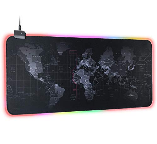 Vicloon Alfombrilla de Ratón RGB Extra Grande, Grandes Mapa del Mundo Alfombrilla...