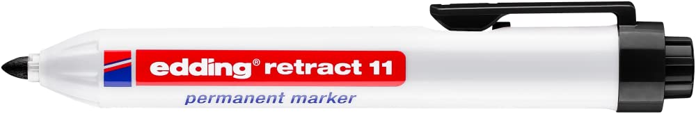 edding retract 11 permanent markör - siyah - 1 kalem - yuvarluk uç 1.5-3 mm