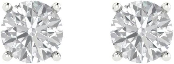 14K White Gold Plated 925 Sterling Silver Push Back Dainty Stud Earrings for Women - 2 cttw Round Cut Moissanite - Image 3