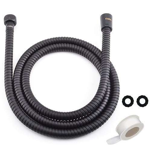 Klabb 79-Inch Matte Black Extra Long Stainless Steel Shower Hose – Flexible, Durable Handheld Shower Head Hose Extension with Brass Fittings, Anti-Kink, Leak-Proof & Corrosion-Resistant(Black)