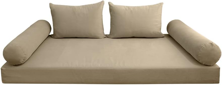 Prolinemax Style V4 Twin Size Knife Edge Velvet Indoor Daybed Mattress Bolster Pillow Complete Set AD304