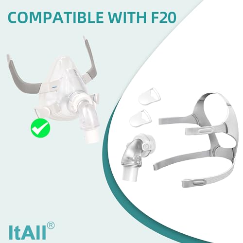 Replacement Headgear & Swivel Elbow Connector for Airfit F20 with Clips,Soft Material & Comfortable Fit, ItAll Supplies