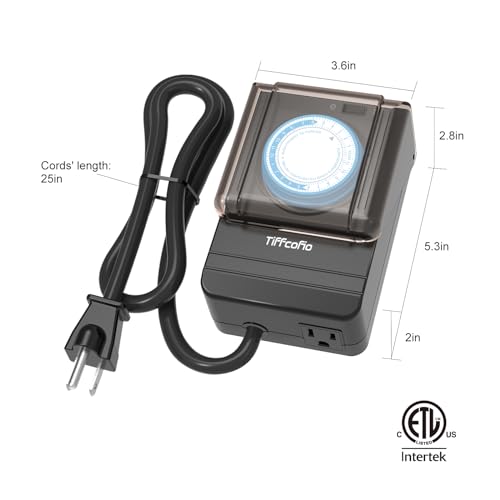 Tiffcofio TF1701 Outdoor Heavy Duty Mechanical Timer Outlet Waterproof, 15 Minutes Intervals, 24 Hour Outdoor Pool Pump Timer thumb #6