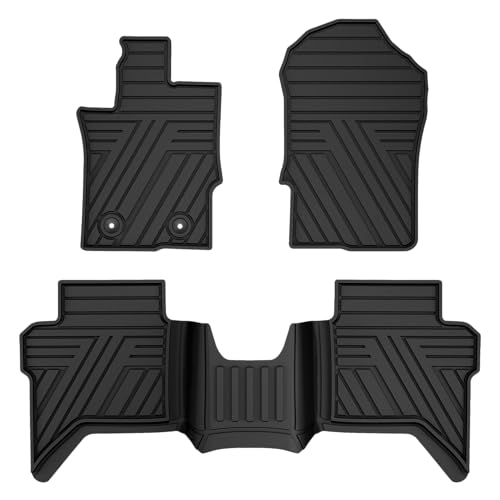 Muti-Color Floor Mats Fit for Ford Ranger 2024-2026 SuperCrew Cab Custom Fit Rubber All Weather Waterproof Car Interior Protection Liners (Black)