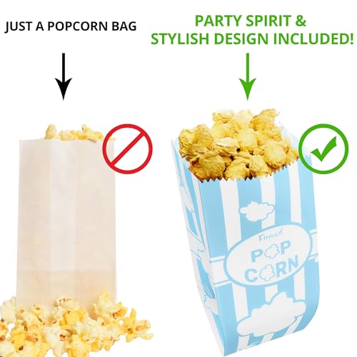 Image of CUSINIUM 1oz Pastel Blue Paper Popcorn Bags (100-pack) - Carnival Theme - Customizable