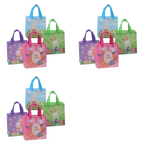 Onchdbfhuu 36PCS Bolsas de Regalo de Pascua Bolsas de Pascua con Asas Bolsas de Regalo de Conejito de Pascua Feliz con Asas