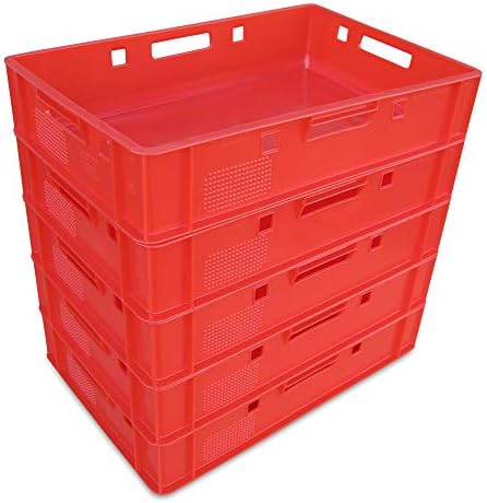 Fleischkasten E2 60x40x12,5 Cm – Rote Eurobox Stapelbar, Stabiler Kunststoff Aus Deutschland