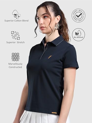 Image of STELLERS Women's Premium SoftBerry Pique Polo T-Shirt Premium Cotton | Stretchable | Enzyme Bio Washed | Feather Touch Feel