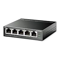 TP-Link TL-SG105PE 5-Port Gigabit Managed LAN PoE Switch mit 4 PoE+ Ports (65 Watt, IEEE-802.3af/at, einfache Konfiguration, IGMP, QoS, VLAN, lüfterlos, Robustes Metallgehäuse) Schwarz – Ansicht 2