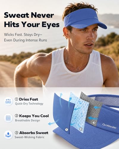 Image of Sport Sun Visor Hat for Women Men - Lightweight Stretchy Polyester Spandex Quick Dry Sweatband Wrinkle Resistant