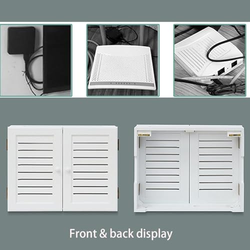 Routeur WiFi armoire de rangement murale pour box internet et câbles - 4