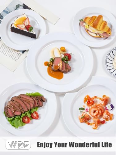Image of WDF 200pcs White Plastic Plates Disposable - Heavy Duty Plastic Plates for Party - Include 100 x 10 Dinner Plate and 100 x 7 Dessert /Cake Plate - Ideal for Weddings /Parties /Events