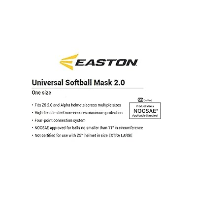 Easton | Universal Fastpitch Softball Facemask | Fits Easton Z5 2.0 and Alpha Batting Helmets | Chinstrap + Hardware Included