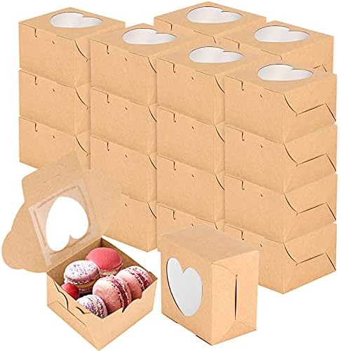 Set De 15 Cajas Para Pasteles De 4 Pulgadas Con Ventana Transparente Y Asa – Para Cupcakes, Muffins Y Regalos