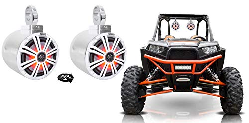 2 Kicker KM8 8" LED 360 Degree Swivel Chrome Tower Speakers for RZR/ATV/UTV