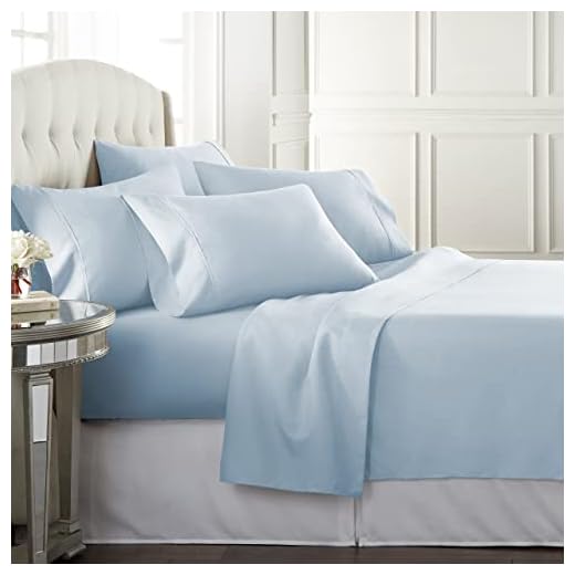 Danjor Linens Spa Blue Queen Size Bed Sheets Set - 6 pc Soft Bedding & Pillowcases Set w/Deep Pockets - Breathable, Wrinkle Free & Fade Resistant
