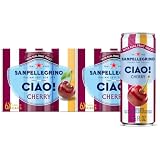 Sanpellegrino CIAO Cherry Sparkling Water, Real Fruit Juice, 24 Pack