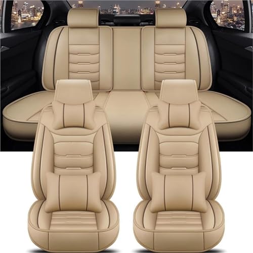 Housses de siège auto beige haute protection anti-taches avec coussins lombaires
