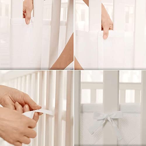 Babybett Leitplanke,Bettumrandung Nestchen,Atmungsaktiv Kinderbett Stoßstange,Bettumrandung Babybett,Atmungsaktive Bettumrandung,Rausfallschutz für Babybett,Kantenschutz Baby Babybett,Mesh Babybett