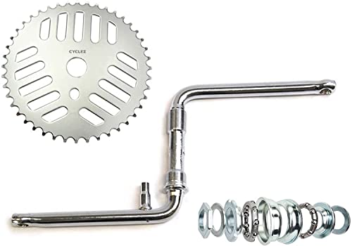 Cyclez One-Piece Crankset Includes 44 Teeth Sprocket, 170Mm Crank, And Complete Bottom Bracket Replacement Kit - Taiwan (Chrome) #TOP11
