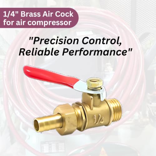 NikTech Oil Free Air Compressor Gate Valve 1/4 Inch Brass Red Lever - Image 3