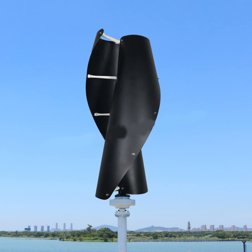 Sin Ruido Generador De Turbina De Viento En Espiral Vertical 12V 24V 48V 220V 10000W 3 Fase Generador De Viento AC con Controlador MPPT para La Granja De Yates del Hogar (Negro)