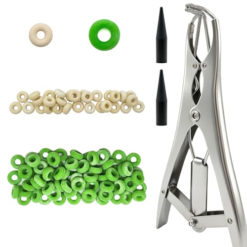 Image of Goat Banding Kit, Livestock Castration Bander with Stainless Steel Expander Pliers, 100Pcs 2 Sizes Castrator Rings and Ring Installation Tool for Goats, Lambs, Calves, Sheep, Piglets