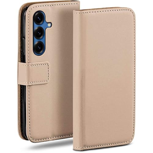 Étui Galaxy S25 moex antichoc en similicuir taupe avec fente pour carte bleue