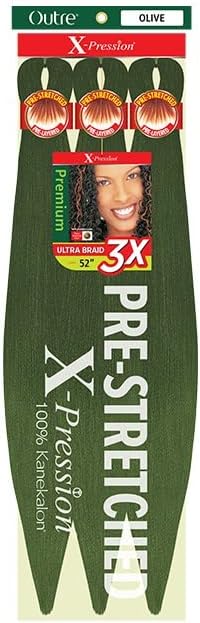 X-Pression Braid Pre Stretched Braid 52" 3x (Olive)
