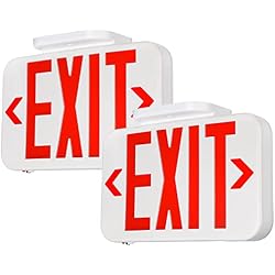 TORCHSTAR 2-Pack Red Letter LED Exit Sign with Battery Backup, White | Emergency Exit Light with Double Face, UL 924, AC 120/277V, Damp Location, Hardwired Exit Lights for Business Indoor