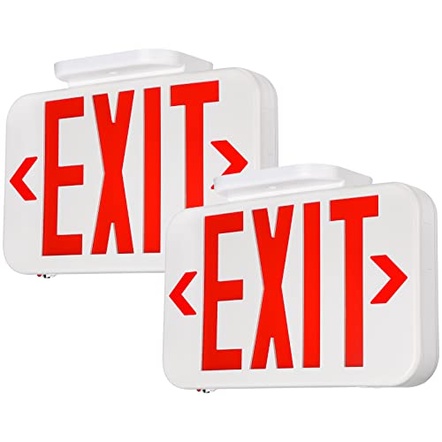 TORCHSTAR 2-Pack Red Letter LED Exit Sign with Battery Backup, White |…