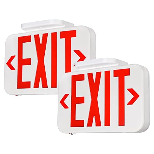 TORCHSTAR LED Emergency EXIT Sign, Double Sided and Battery Backup Emergency Lights, UL 924, AC 120-227V, for Home & Commercial, Pack of 2