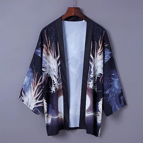 Image of Women's and Men Kimono Cardigan Japanese Long Sleeves Lightweight Open Front Coat Tops