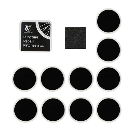 VeloChampion - Kit de parches autoadhesivos para reparación de pinchazos de rueda de bicicleta, sin pegamento, Negro, pack con 10 unidades