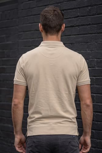 Image of Louis Philippe Men's Slim Fit Zipper Polo T-Shirt in 100% Cotton Pique Fabric for Casual Wear