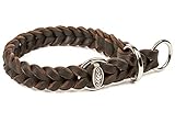 CopcoPet - Fettleder Hundehalsband Würger geflochten mit verchromten Zugstopp-Ring, Braun 45-50 cm x 20 mm Hunde Halsband