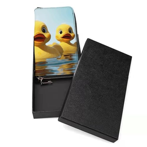 Cute Yellow Rubber Ducky Ladies' Leather Wallet With Hand Strap Slim Vertical Purse Wallets Card Case Long Zip Around Long Wallet Credit Cards Holder Phone Clutch3