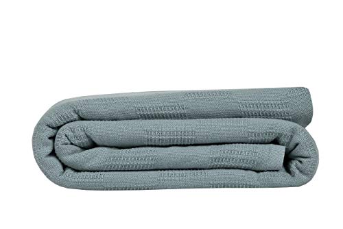 Linteum Textile Supply Thermal Blanket (Grey, Queen) Long Lasting and Durable Snag-Free Soft Blanket, Made from 100% Cotton Material for Home, Hospitals, 90x90 Inches