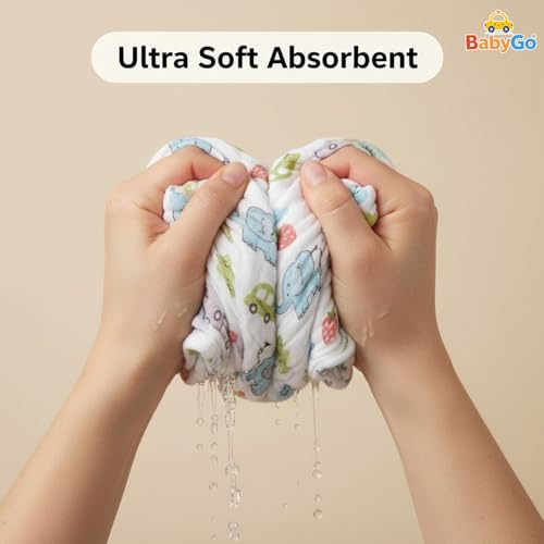 Image of BabyGo Baby Muslin Washcloths, Super Soft 100% Cotton Face Towels | Reusable Hygiene Wash Cloth | Napkin for New Babies | Soft Hankies for Children (Small 30X 30Cm,(Pack of 5)