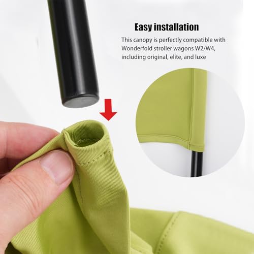 Image of Stretchy Panoramic Canopy Compatible with Wonderfold Stroller Wagons W2 /w4 All Model,Sun Shade and Protection for Riders(Olive-Green)