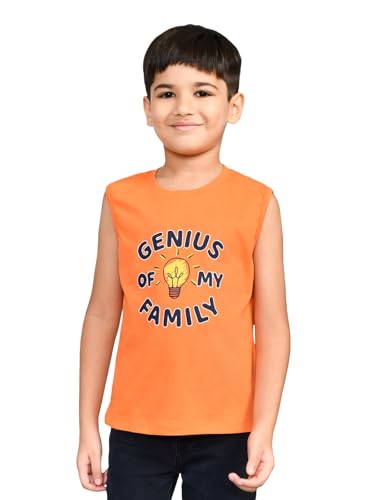 Image of Lux Cozi Printed Round Neck Sleeveless Cotton T-Shirt for Boys | Prints May Vary |