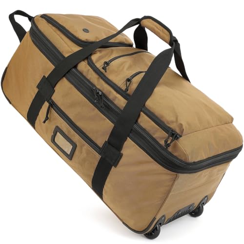 Extra Large Rolling Travel Duffle Bag with Wheels Shoes Compartment Wet Pocket 85-100L Big Expandable Duffel Bag for Men Women Heavy Duty Foldable Collapsible Luggage Camping, Brown