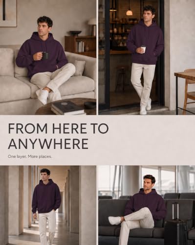 Image of NOBERO Oversized Solid Hooded Sweatshirt for Men | Oversized Hoodie for Men | Hooded Pullover | Cotton Rich Printed Hoodie 280 GSM Fleece