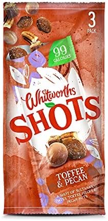 Whitworths Shots Toffee & Pecan | 20 X 25g | Yummy Protein Snacks | Vegetarian Trail Mix, GMO-Free, Low Calorie Snack (Under 100 Calories)
