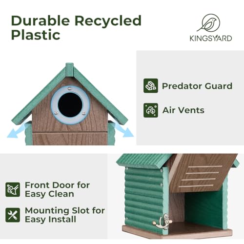 image for Kingsyard Recycled Plastic Bird House for Outdoors - Weatherproof Nest