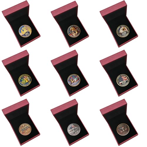 10PCS 250 Anniversary Coin USA Commemorative Coin 1776-2026 Merchandise with Case for Celebration Display Collectors Independence Day Gifts