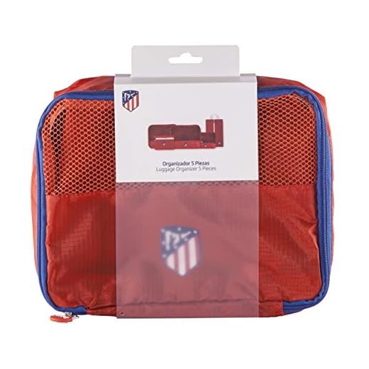 Atlético de Madrid Organizador de Equipaje - Producto Oficial del Equipo, con 5 Piezas Diferentes y Fabricado en Nylon muy Ligero para No Añadir Peso a la Maleta